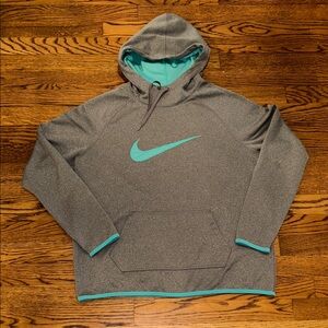 Nike Gray Hoodie with Teal Highlights